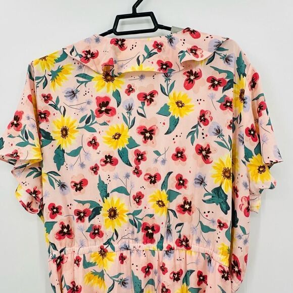 LC Lauren Conrad Ruffle-Neck Flutter-Sleeve Wrap Dress Plus Size 3XL Pink NWT - Picture 5 of 13